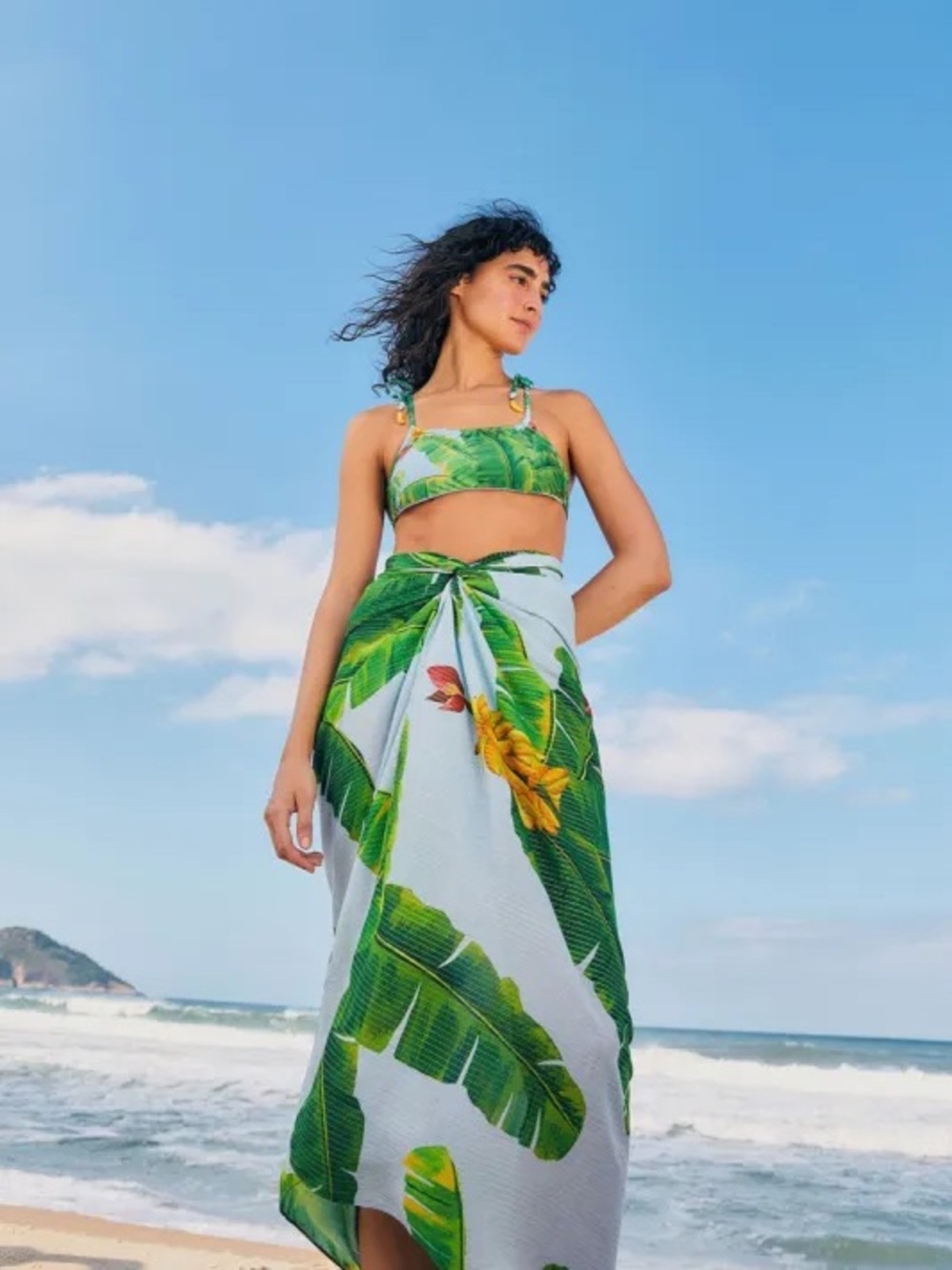 Farm Rio - Fresh Bananas Cover Up - Tropical Leaf Green Sarong - NWT - XL